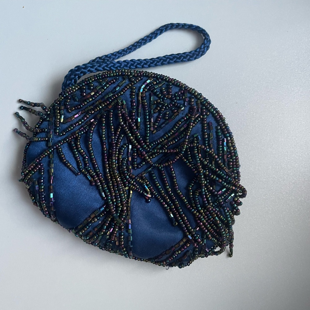 Elegant Blue Beaded Women's Bag